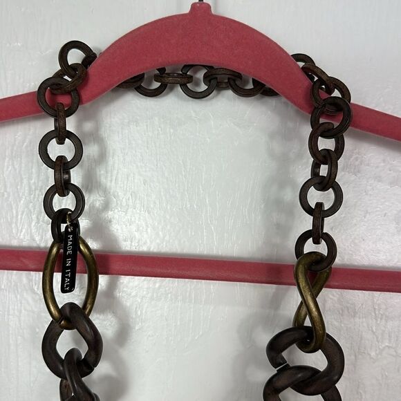 Brown Wood Chain Statement Necklace Jewelry Boho - Picture 3 of 4